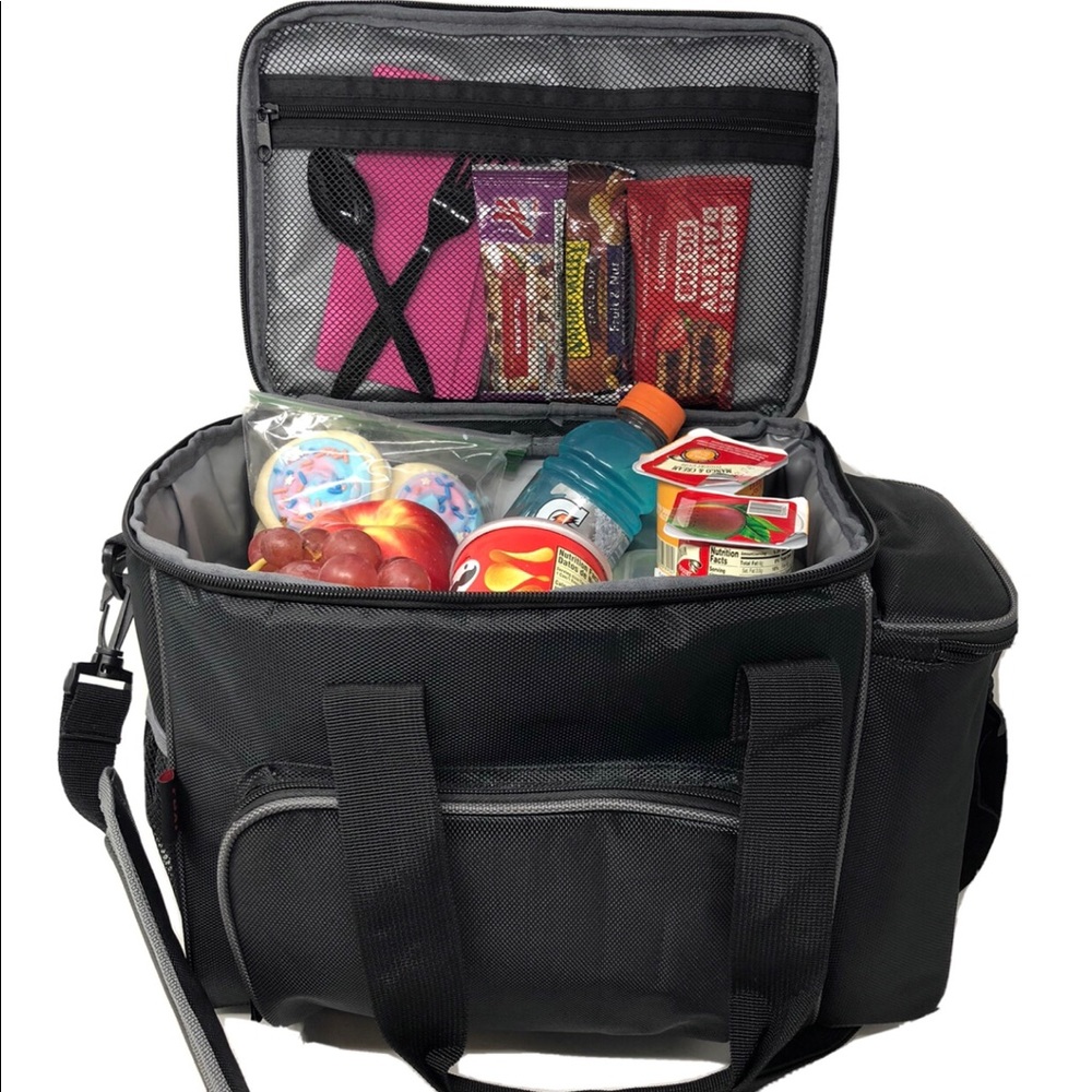 Large Reusable Lunch Cooler Bag for Men, Women and Children Lunch Bag (Black) - Picture 1 of 5